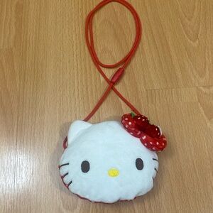Sanrio Hello Kitty White Plush Crossbody with Red Strawberry Bow